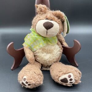 First & Main "Witherspoon" Teddy Bear Plush #1964 Brown With Green Bow 11" Tags